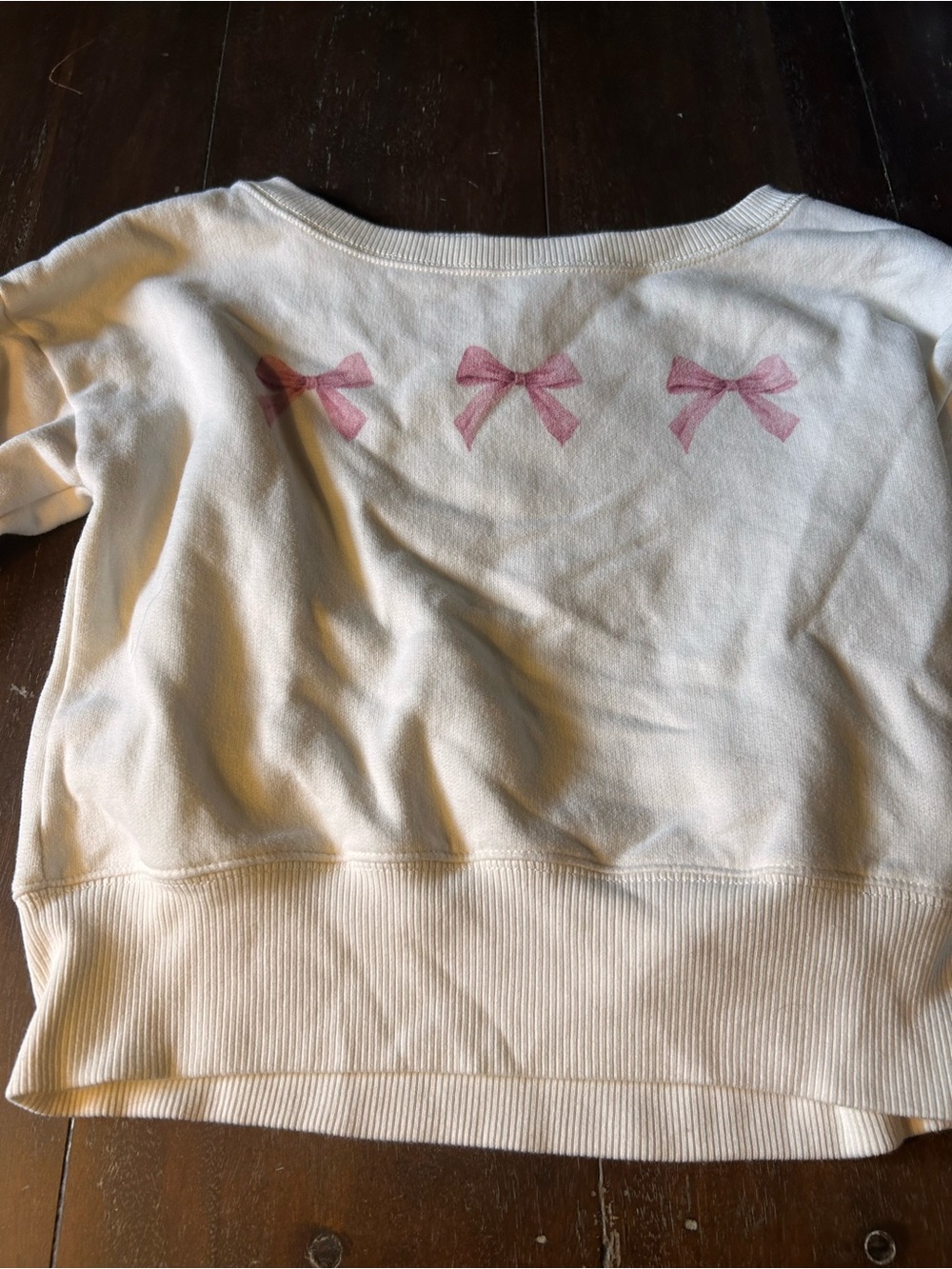 abercrombie kids White Sweatshirt with Pink Bow Accents